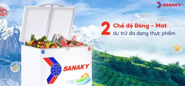 Tủ đông Sanaky 200 lít VH-2599W1 2 ngăn
