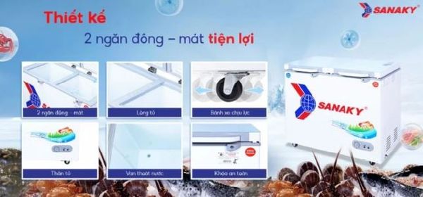 Tủ đông Sanaky VH-2899W2KD 280 lít