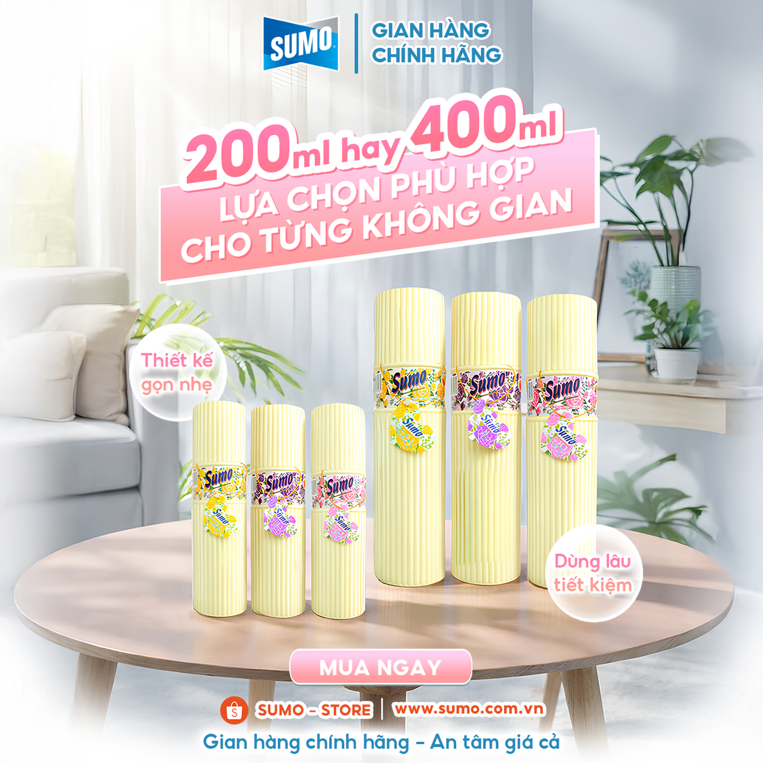 XỊT PHÒNG 200ML HAY 400ML – LỰA CHỌN PHÙ HỢP CHO TỪNG KHÔNG GIAN