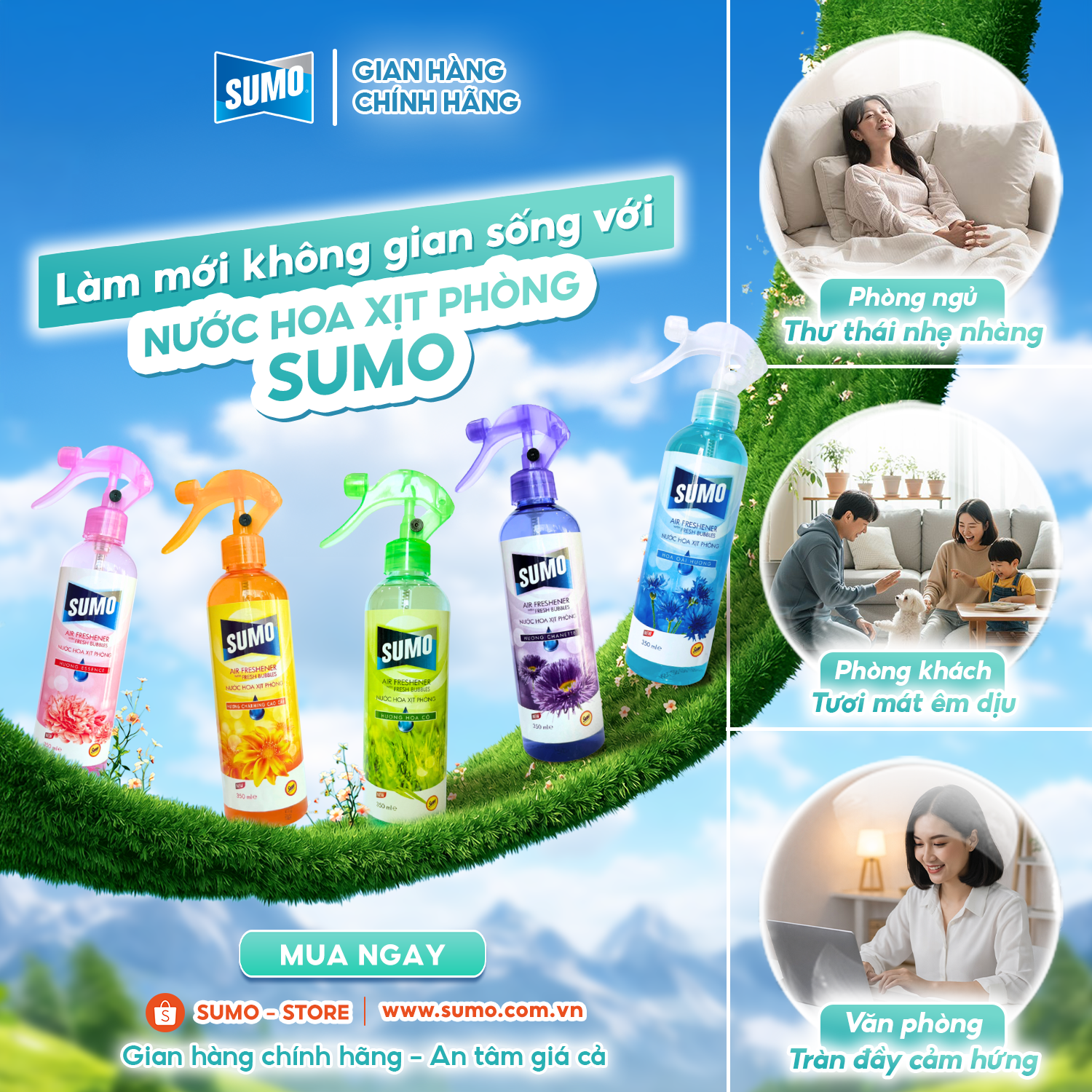 LÀM MỚI KHÔNG GIAN SỐNG VỚI NƯỚC HOA XỊT PHÒNG SUMO