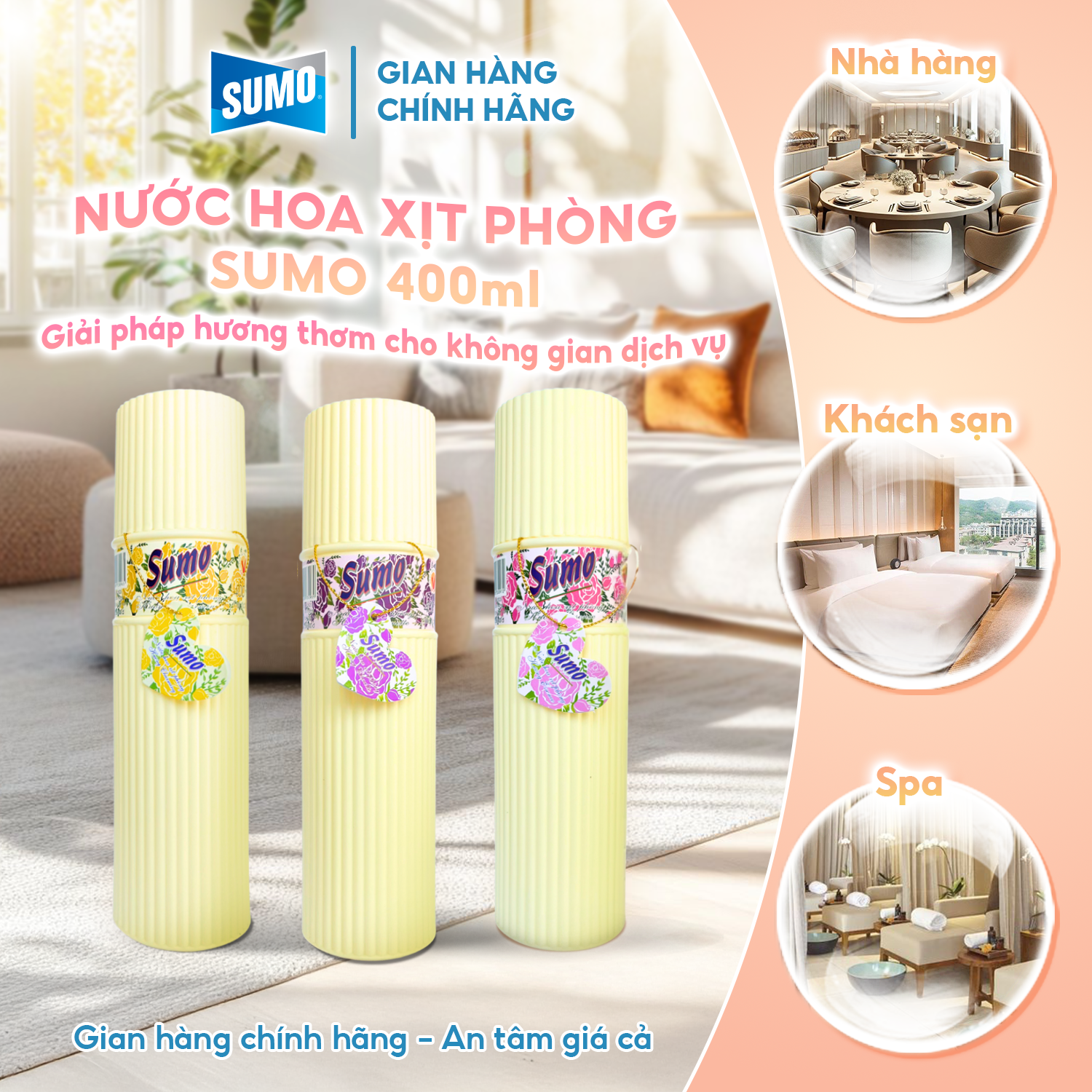 NƯỚC HOA XỊT PHÒNG SUMO 400ML – GIẢI PHÁP HƯƠNG THƠM CHO KHÔNG GIAN DỊCH VỤ