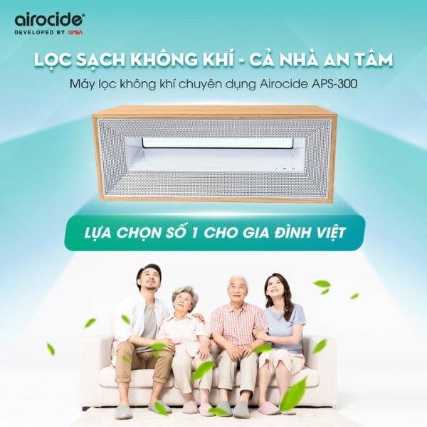 Máy lọc không khí Airocide APS-300 Loại bỏ 99,99997% trong số vi khuẩn, virus trong không khí