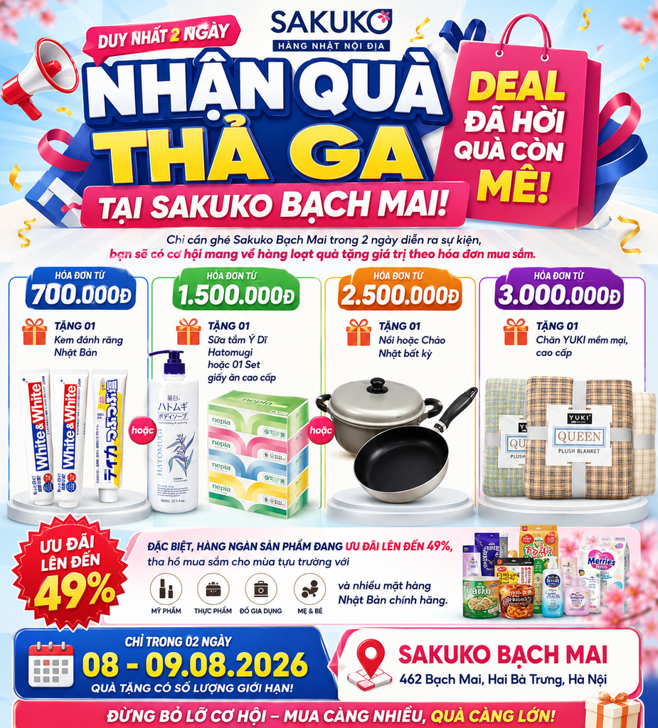 SỰ KIỆN 08/08/2026-09/08/2026 SAKUKO BẠCH MAI - DEAL NHẬT YÊU THƯƠNG