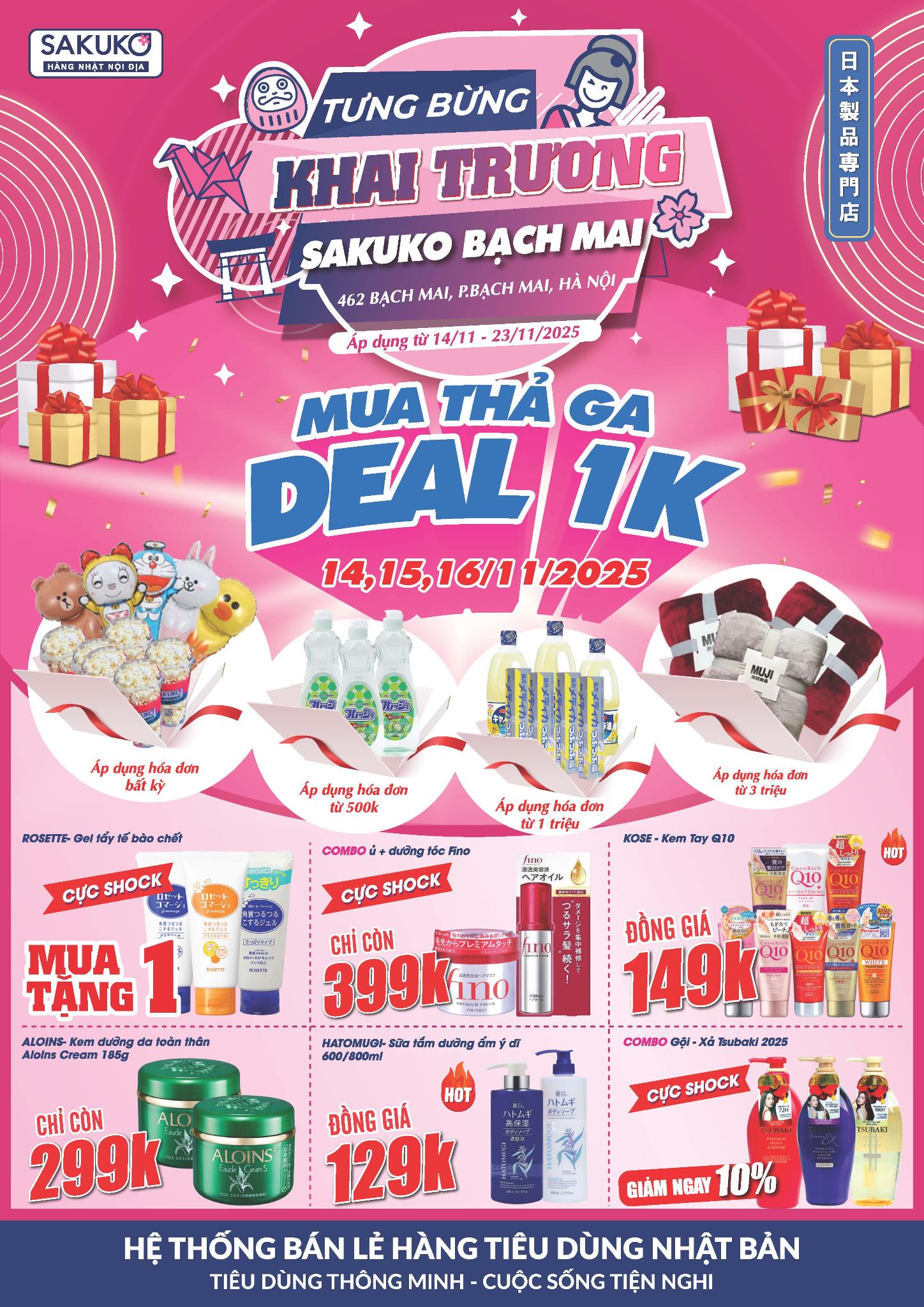 Tưng bừng khai trương siêu thị Sakuko 462 Bạch Mai