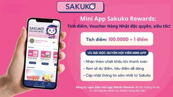 Mini App Sakuko Rewards: Tích điểm, Voucher Hàng Nhật độc quyền