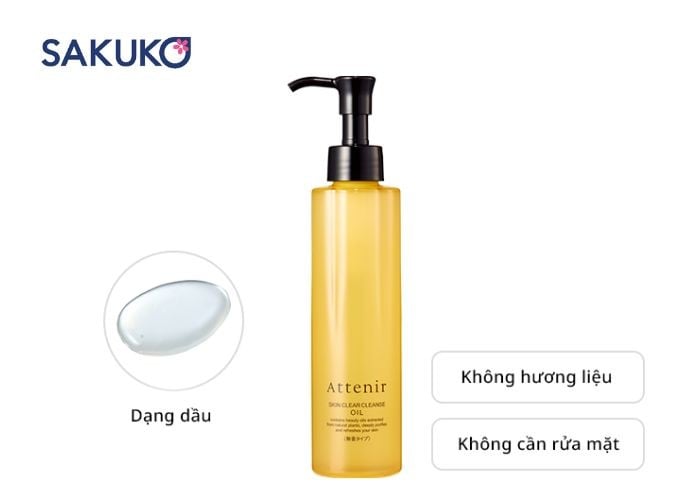 Phiên bản dầu tẩy trang Attenir không chứa hương liệu an toàn cho da nhạy cảm