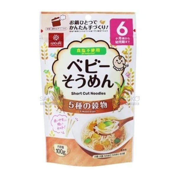 Mì Somen HAKUBAKU 5 vị ngũ cốc cho bé từ 6M tuổi