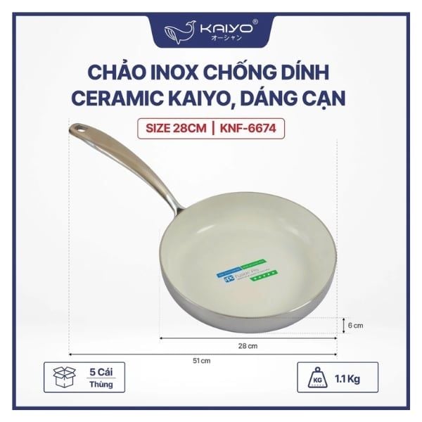 chảo inox chống dính Ceramic Kaiyo