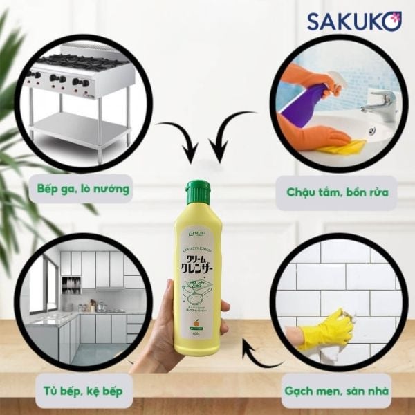 Kem tẩy đa năng S Select hương cam giúp loại bỏ các mạng bám cứng đầu