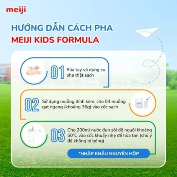 Hướng dẫn sử dụng sữa Meiji Kids Formula cho trẻ 3-10 tuổi