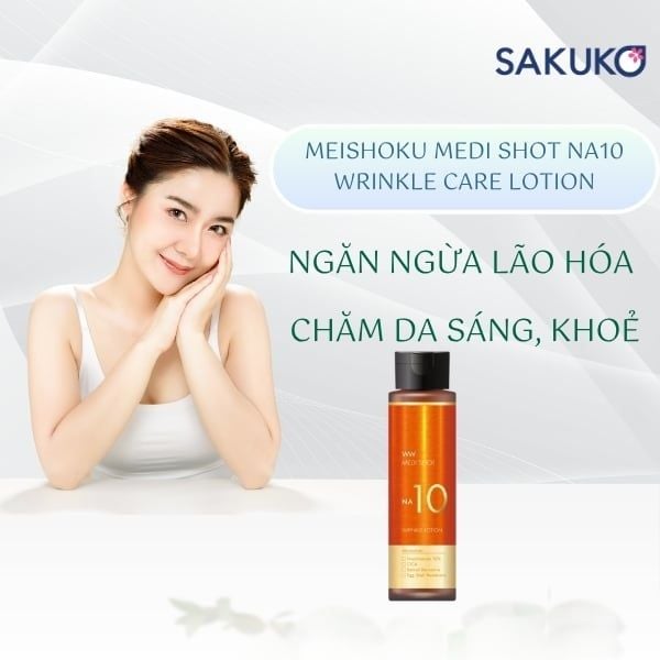 Meishoku Medi Shot NA10 Wrinkle Care Lotion với 10% Niacinamide giúp cải thiện nếp nhăn và làm sáng da
