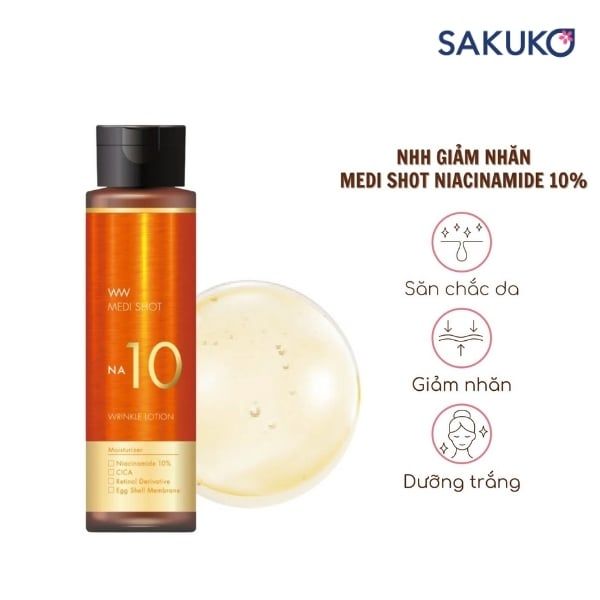 Meishoku Medi Shot NA10 Wrinkle Care Lotion tác động đến nhiều lớp trên làn da