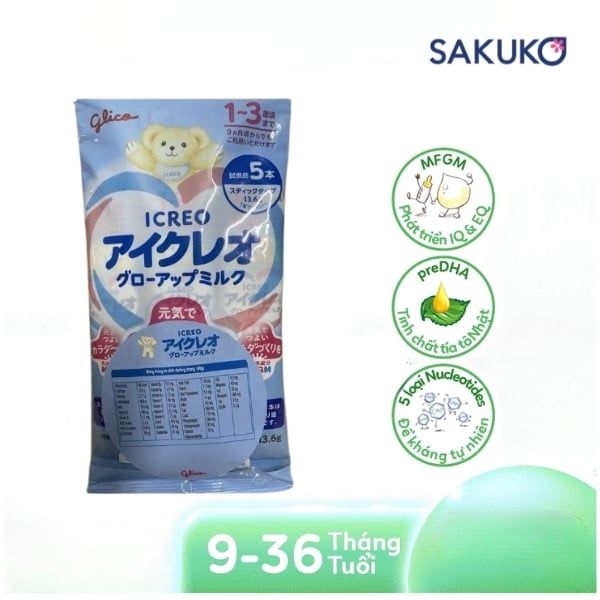 Glico Icreo Grow-up Milk số 9 dành cho trẻ từ 12 - 36 tháng