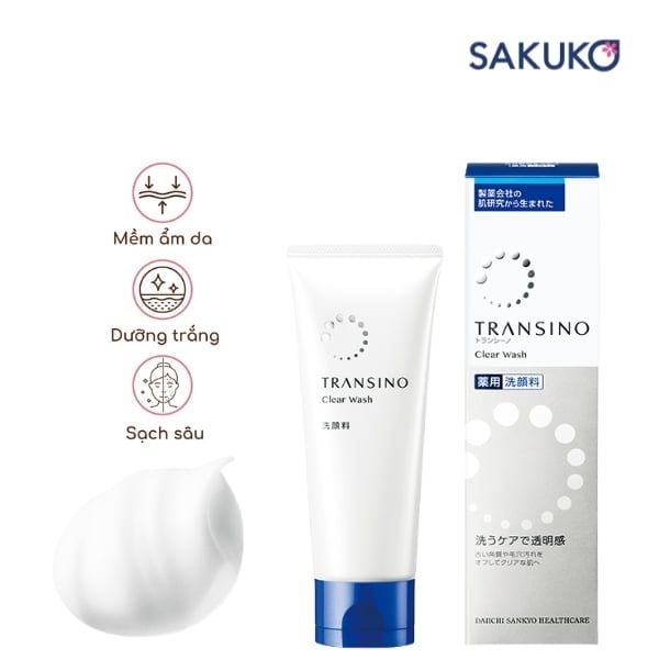 Với bảng thành phần chất lượng sữa rửa mặt Transino Clear Wash làm sạch sâu và dưỡng ẩm, dưỡng sáng cho da
