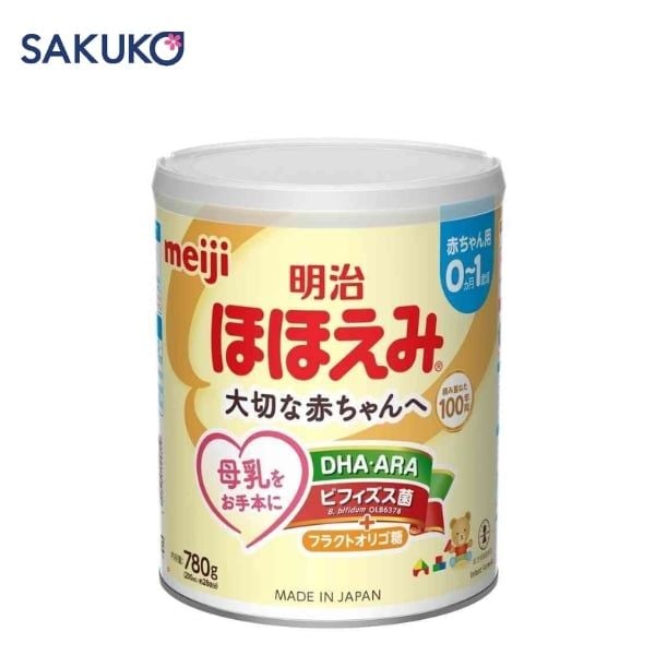 Sữa bột Meiji Hohoemi dạng lon 780g dành cho trẻ từ 0 đến 12 tháng tuổi