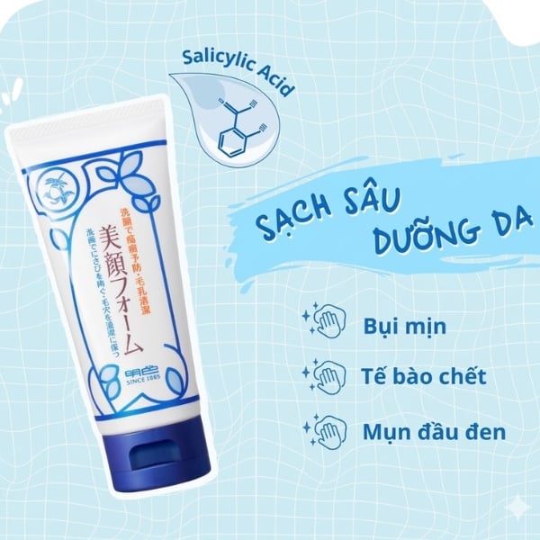 Meishoku Bigan Facial Wash giúp làm sạch, loại bỏ tế bào chết và bã nhờn trên da