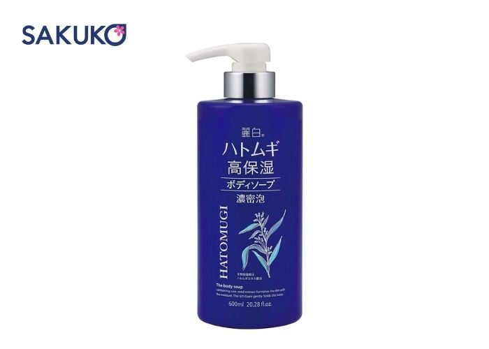 Chai sữa tắm Hatomugi màu xanh dưỡng ẩm sâu loại 600ml
