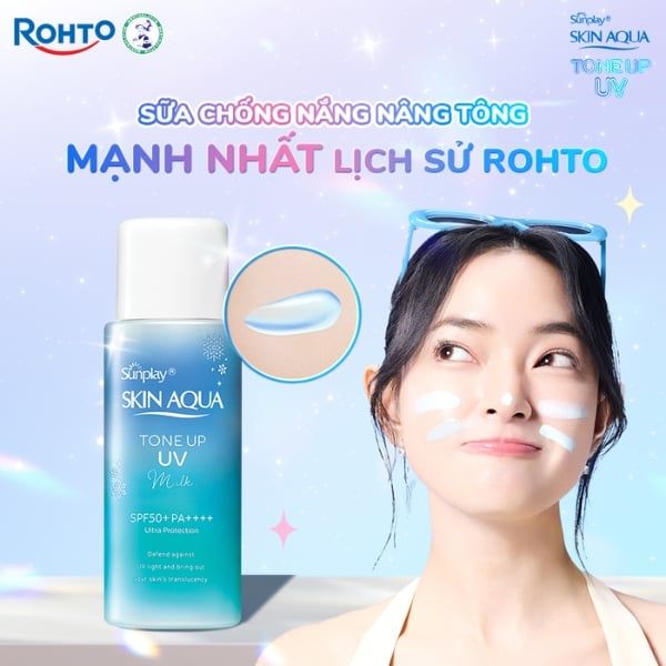 Sunplay Skin Aqua Tone Up UV Milk Blue được mệnh danh là dòng sữa chống nắng nâng tông mạnh mẽ nhất từ trước đến nay của Rohto