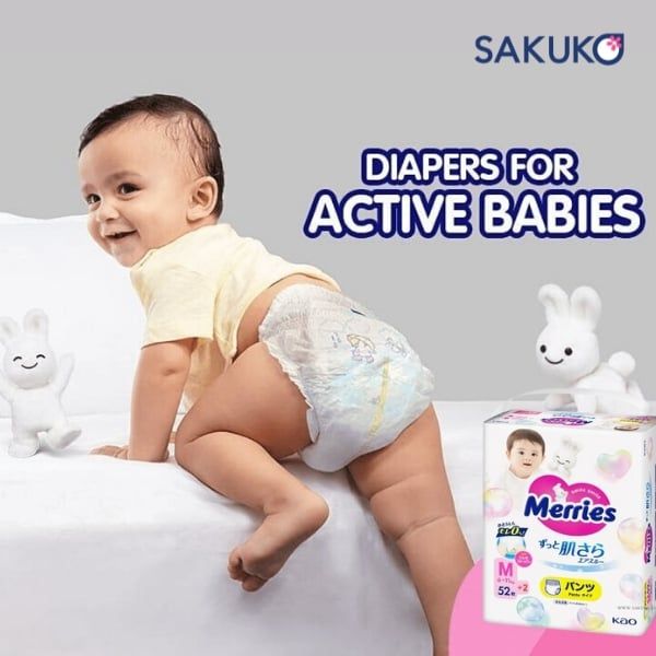 Tã-bỉm quần Merries size M phù hợp cho các bé từ 6-11kg