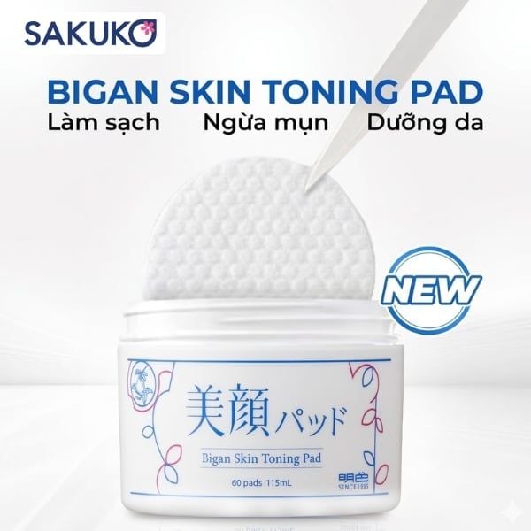 Meishoku Bigan Skin Toning Pad giúp cân bằng da và ngừa mụn
