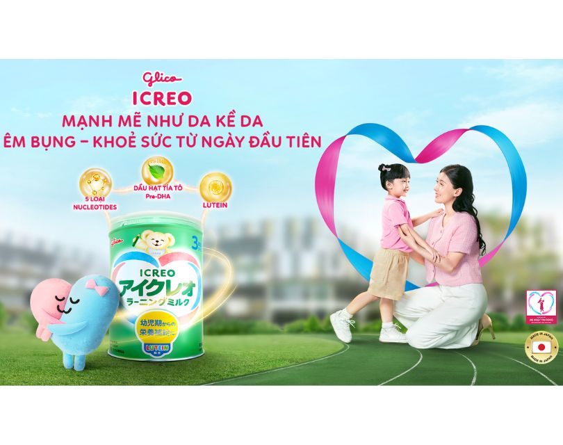 Glico ICREO sở hữu công thức dinh dưỡng cân bằng, dịu êm như da kề da, để mỗi ngày con đều êm bụng khỏe sức từ những gì tự nhiên nhất.