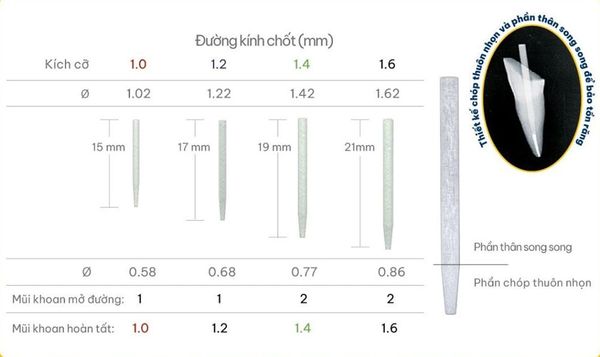 MatchPost Fiber Post - Chốt sợi thủy tinh - Vỉ (5 Chốt)