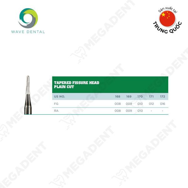 Operative - Tapered fissure head plain cut - Mũi khoan Carbide trụ thuôn đầu tròn - FG168