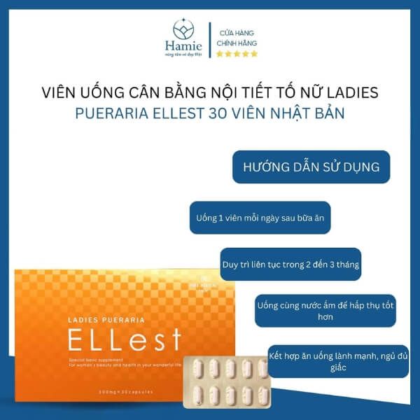 Viên Uống Cân Bằng Nội Tiết Tố Nữ Ladies Pueraria Ellest 30 Viên Nhật Bản HDSD