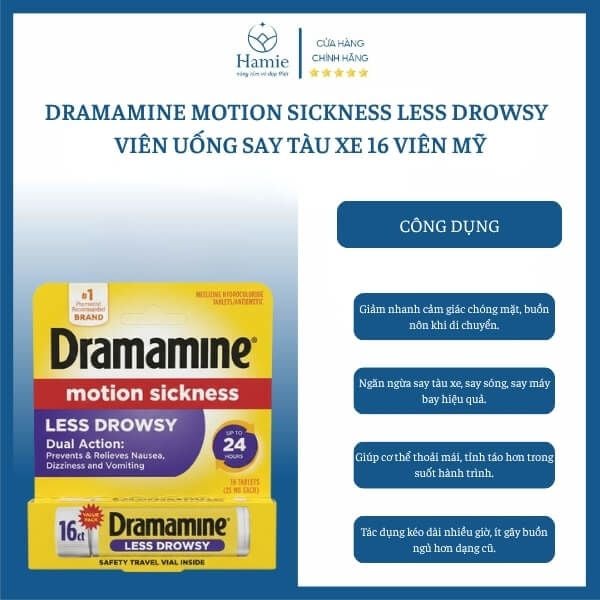 Công Dụng Hiệu Quả Dramamine Motion Sickness Less Drowsy
