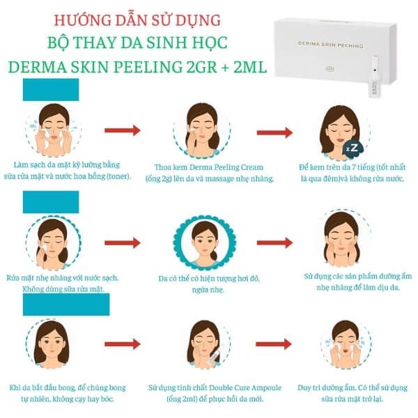 Các Bước Thực Hiện Thay Da Sinh Học BQCELL Derma Skin Peeling 2gr + 2ml Hàn Quốc