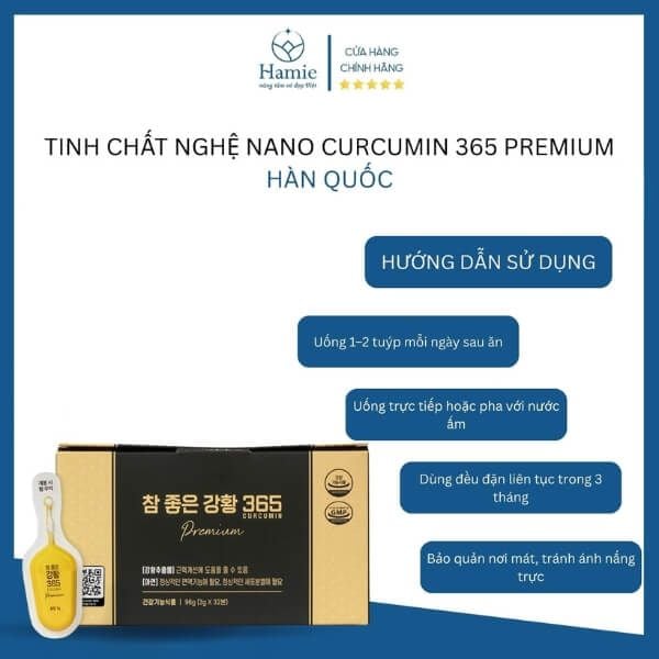Tinh Chất Nghệ Nano Curcumin 365 PREMIUM 3gr x 32 Tuýp Hàn Quốc HDSD