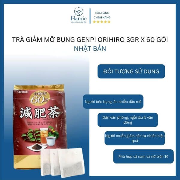 Trà Giảm Mỡ Bụng Genpi Orihiro 3gr x 60 Gói Nhật Bản DTSD
