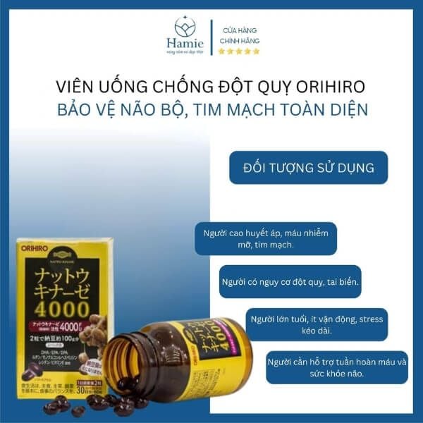 Viên Uống Ngừa Đột Quỵ Orihiro Natto Kinase 4000FU DTSD