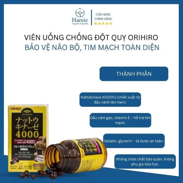 Viên Uống Ngừa Đột Quỵ Orihiro Natto Kinase 4000FU TP