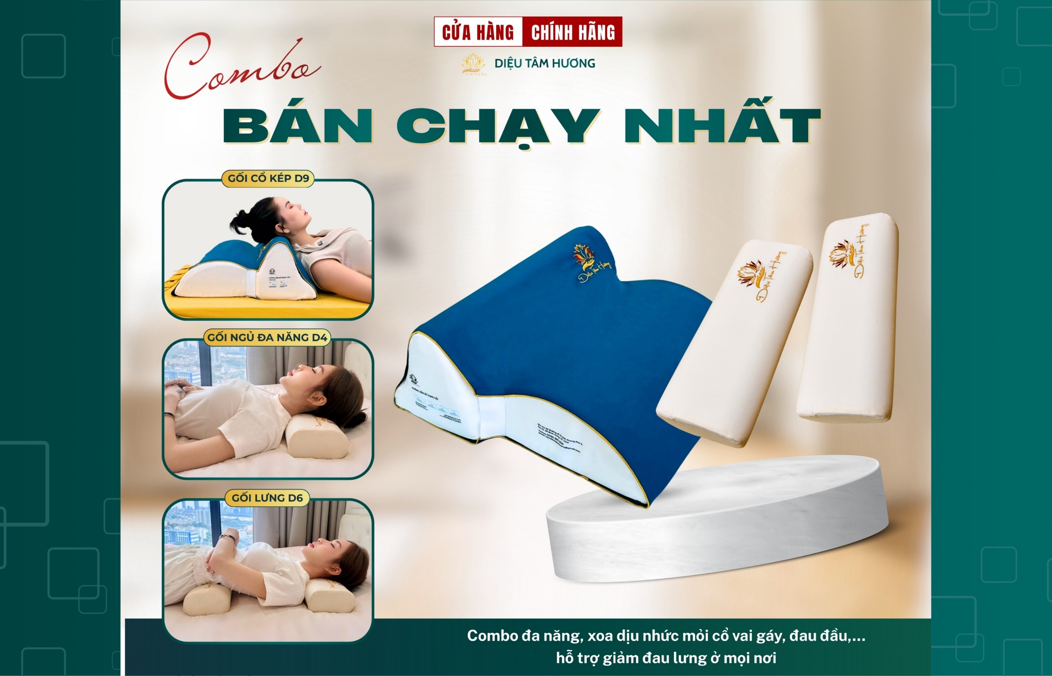 GỐI CỘT SỐNG LOẠI NÀO TỐT? COMBO GỐI CHÁY HÀNG NHẤT CỦA DIỆU TÂM HƯƠNG
