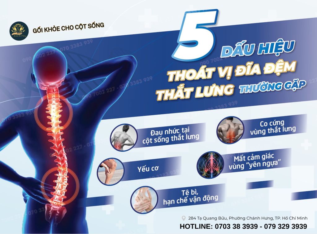 THOÁT VỊ ĐĨA ĐỆM VÀ CÁC TRIỆU CHỨNG THƯỜNG THẤY