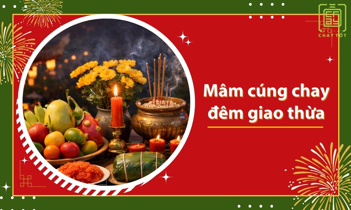 Mâm cúng chay đêm giao thừa ngoài trời, trong nhà ĐƠN GIẢN nhất