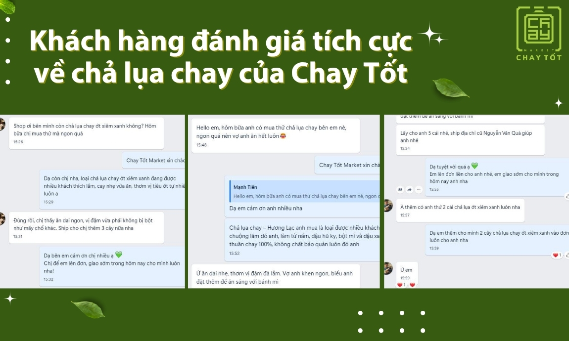 Khách hàng đánh giá tích cực về chả lụa chay của Chay Tốt Market
