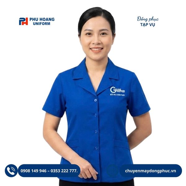 Áo Tạp Vụ Buồng Phòng Thêu Logo Theo Yêu Cầu Doanh Nghiệp