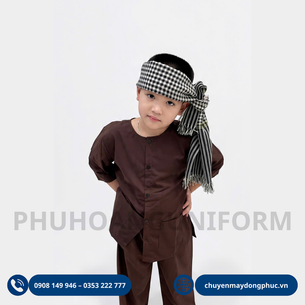 Đồ Bà Ba Cho Bé – Trọn Bộ Áo, Quần Và Khăn Rằn Đậm Chất Nam Bộ