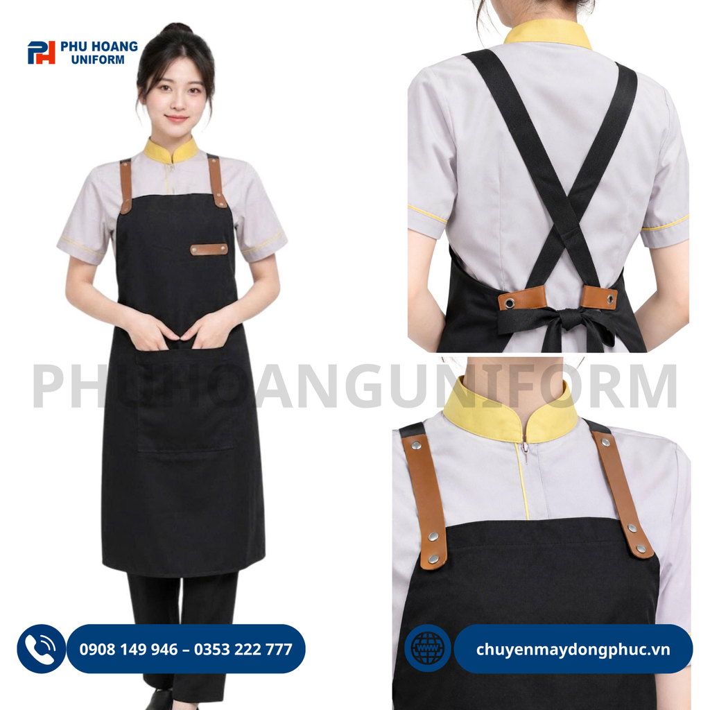 Đồng Phục Tạp Dề – Gợi Ý Mẫu Dây Chéo Phối Da Đẹp, Giá Xưởng
