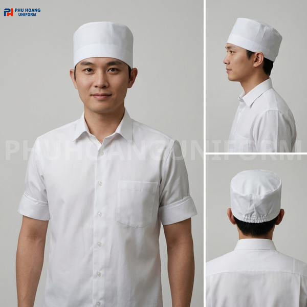 Nón Bếp Trắng Chun Sau Dáng Cao – Chuẩn Đầu Bếp Chuyên Nghiệp