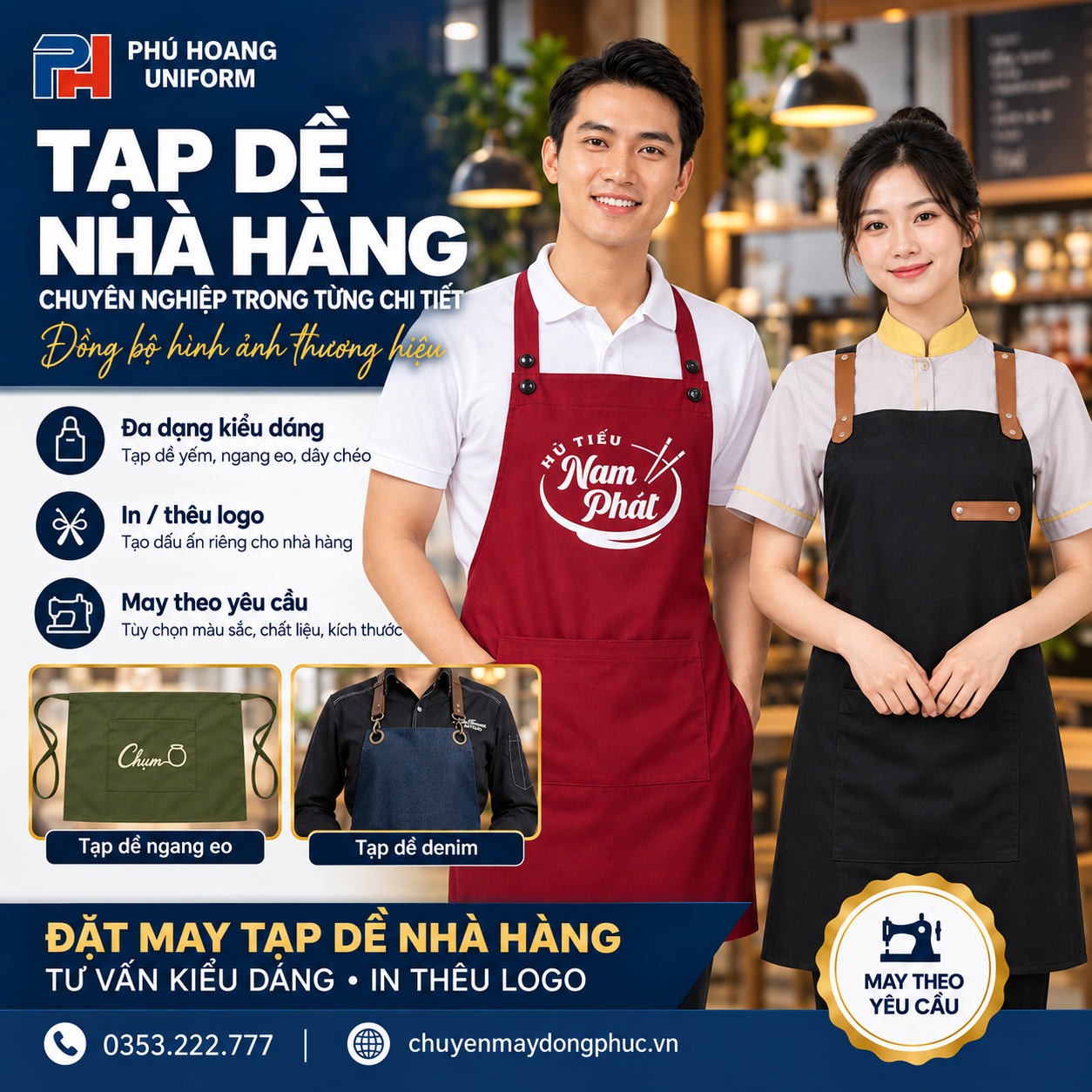 Tạp Dề Nhà Hàng: 10+ Mẫu Đẹp, May Theo Yêu Cầu Giá Tận Xưởng 2026