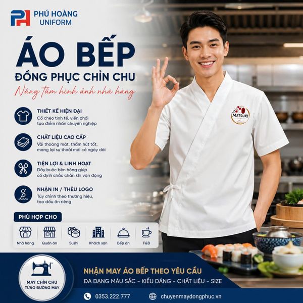 Áo Bếp Nhật Trắng In Logo Không Thể Bỏ Qua Trong Năm 2026