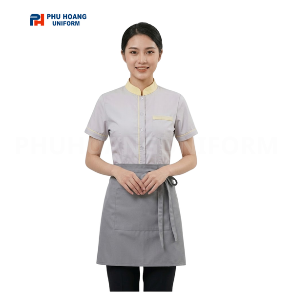 Tạp dề phục vụ cột ngang xám ghi