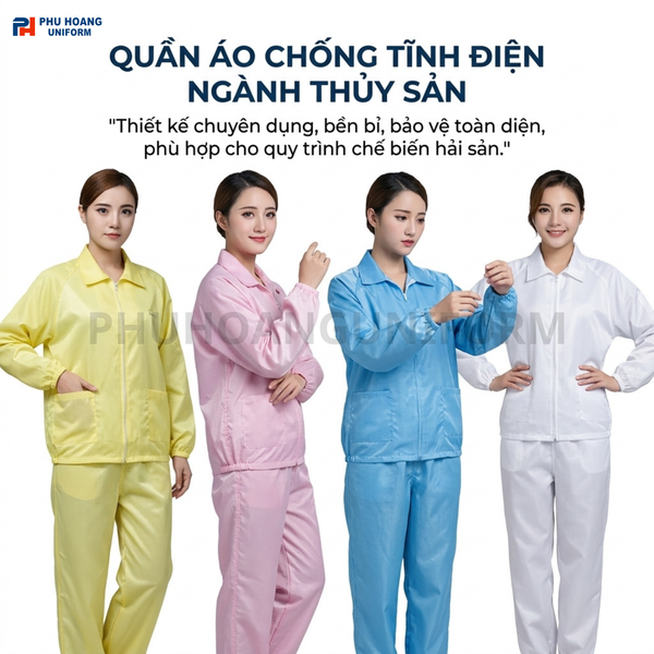 BỘ QUẦN ÁO CHỐNG TĨNH ĐIỆN NGÀNH THỦY SẢN 001