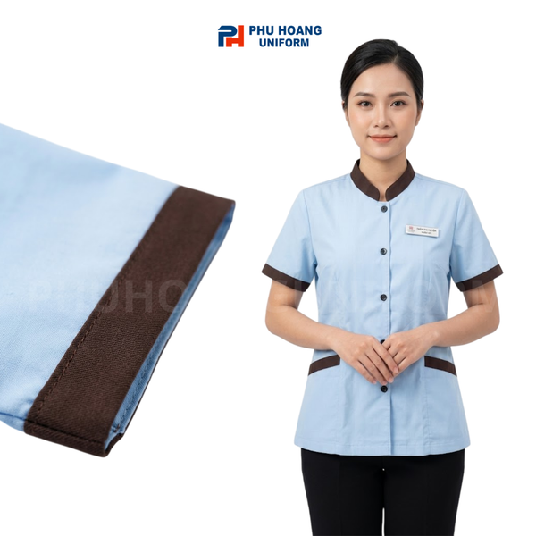 ÁO TẠP VỤ XANH NHẠT PHỐI VIỀN