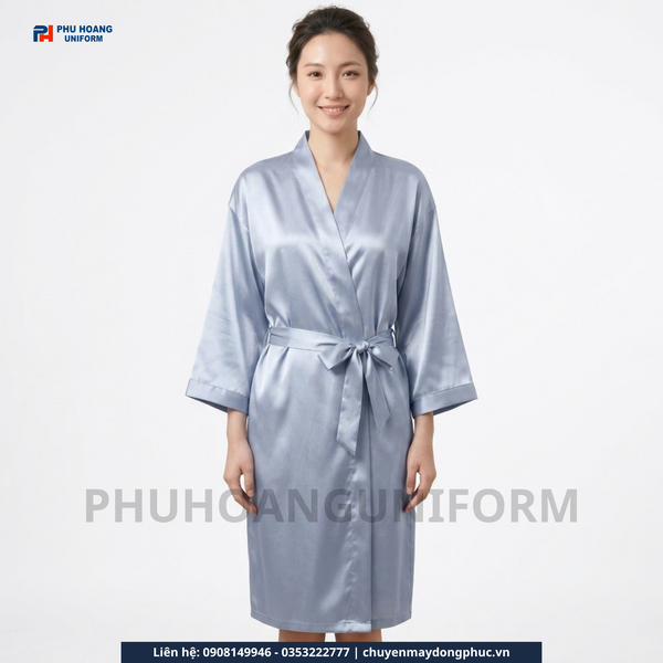 Áo Choàng Spa Màu Xám Xanh