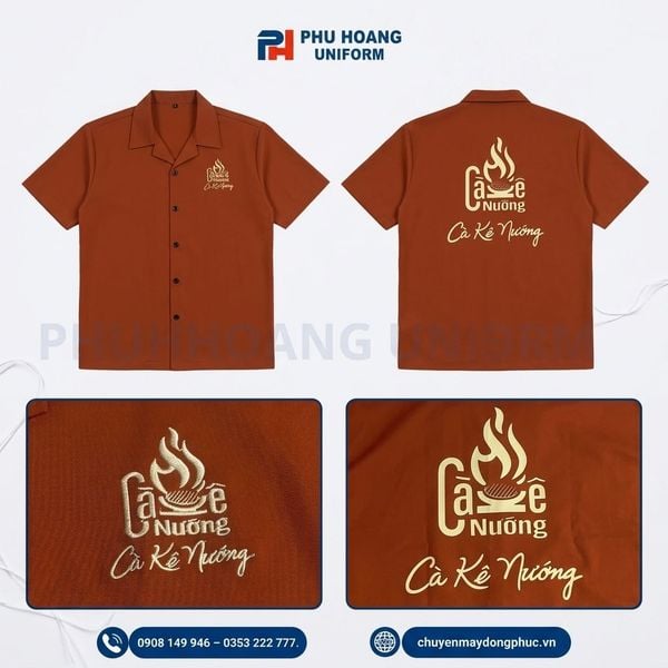 Áo Sơ Mi In Thêu Logo Thương Hiệu