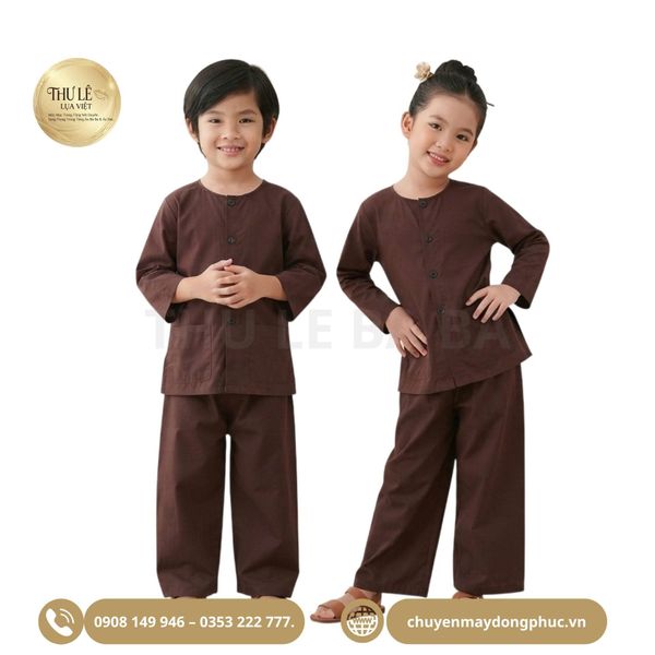 Bộ Đồ Bà Ba Trẻ Em Màu Nâu May Sẵn